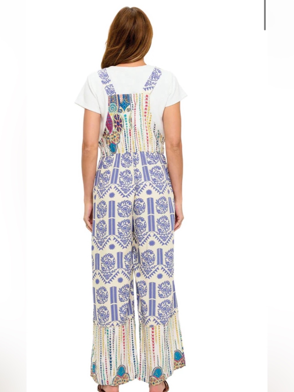 A Girl Thing White Multi Boho Patchwork Wide-Leg Jumpsuit - Picture 3 of 4
